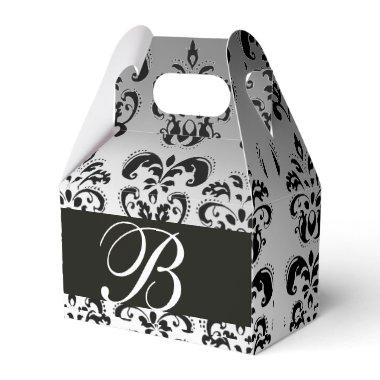 BLACK WHITE DAMASK WEDDING MONOGRAM Elegant Favor Boxes