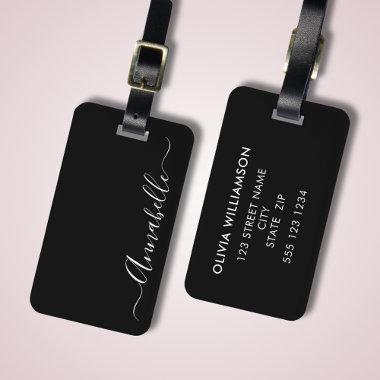Black & White Personalized Name Luggage Tag