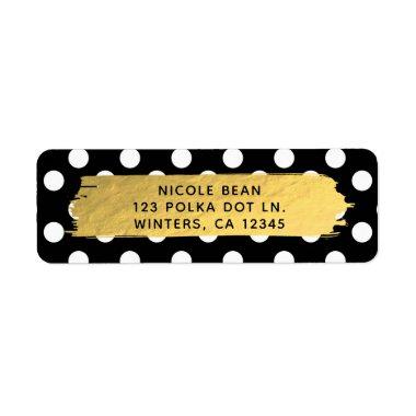 Black & White Polka Dots Gold Foil Glam Party Label