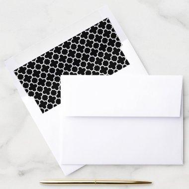 Black White quatrefoil Wedding A7 Envelope Liner