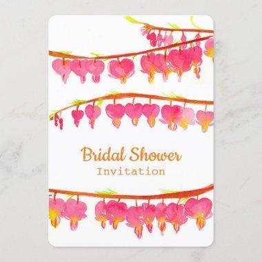 Bleeding Heart Flowers Bridal Shower Invitations