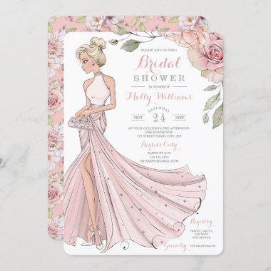 Bling and Glitter Girl Bride Bridal Shower Invitations