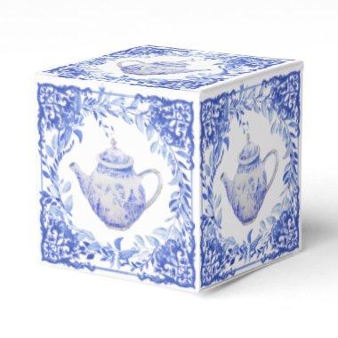 Blue and White Floral Bridal Shower Favor Boxes