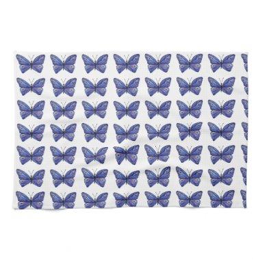 Blue Butterfly Watercolor Tea Towel