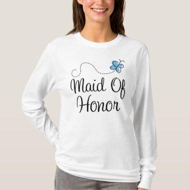 Blue Butterfly Wedding Maid Of Honor Tee Shirt
