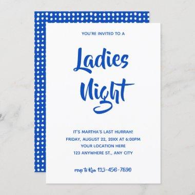 Blue Casual Script | Ladies Night Bridal Shower Invitations