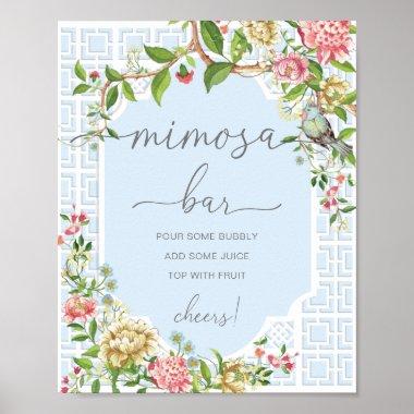 Blue Chinoiserie Baby Shower Mimosa Bar Sign