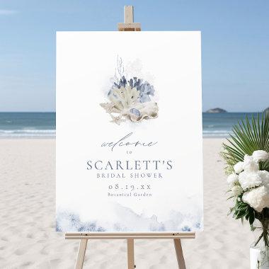 Blue Coral & Seashells Beach bridal shower welcome Foam Board