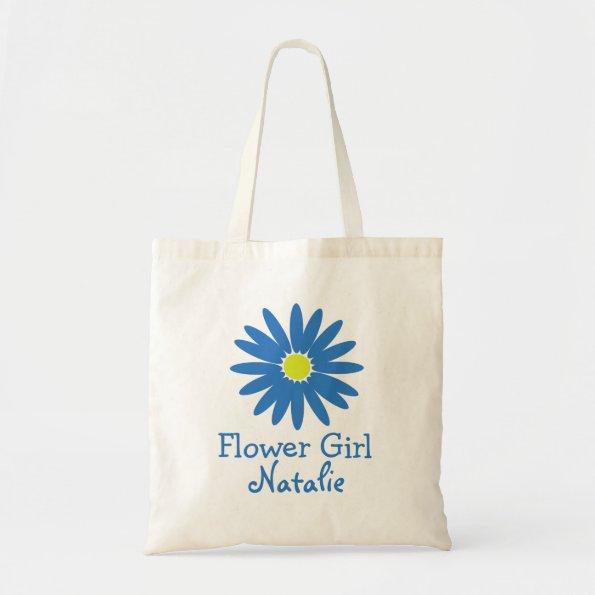 Blue Daisy with Customizable Text Tote Bag
