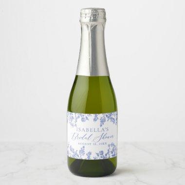 Blue Floral Bridal Shower Mini Wine Bottle Labels