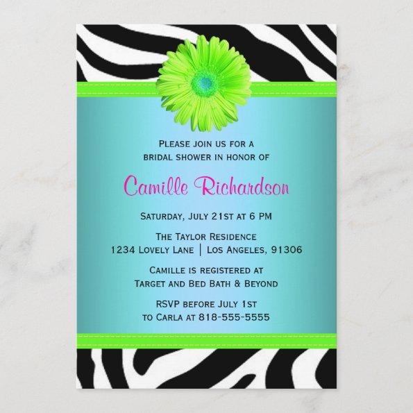 Blue, Green and Pink Bridal Shower Invitations