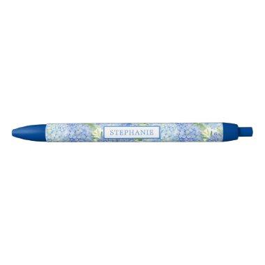 Blue Hydrangea Botanical Personalized Name pen