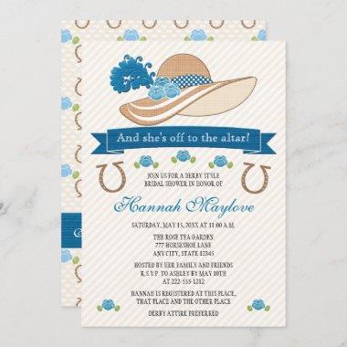 Blue Kentucky Derby Themed Hat Bridal Shower Invitations