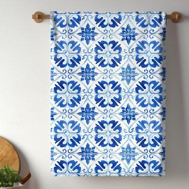 Blue Mediterranean Tile Kitchen Towel