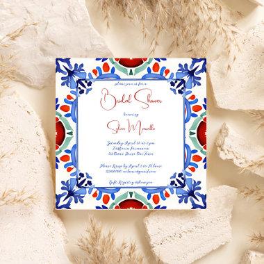 Blue Mexican colorful tiles bridal shower template