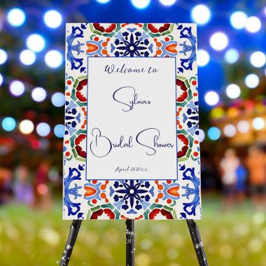 Blue Mexican colorful tiles bridal shower welcome Foam Board
