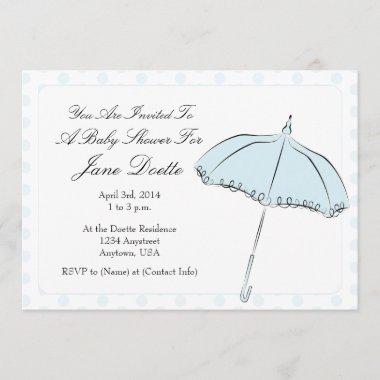 Blue Parasol Shower Invitations