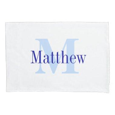 Blue Personalized Monogram Custom Pillow Case