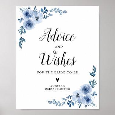 Blue watercolor floral advice & wishes sign