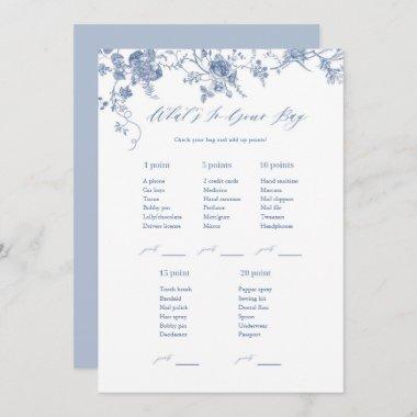 Blue What's In Your Bag Bridal Shower Game Invitations