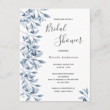 Blue white botanical Bridal Shower invitation PostInvitations