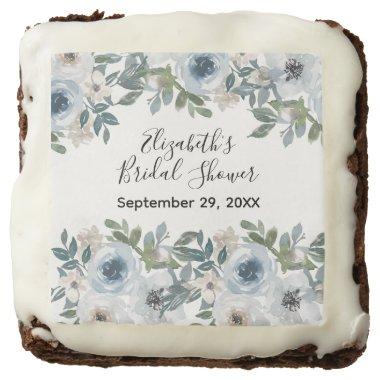 Blue White Floral Watercolor Bridal Shower Brownie