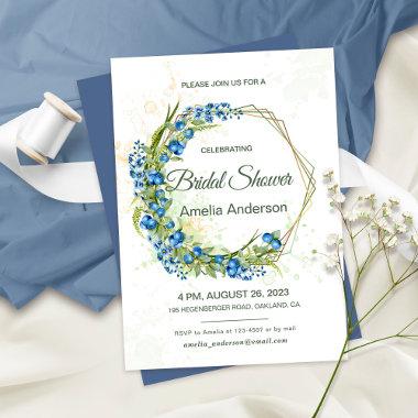 Blueberry Wildflowers Bridal Shower Invitations