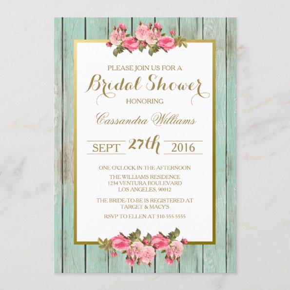 Blush and Mint - Bridal Shower Floral Invitations
