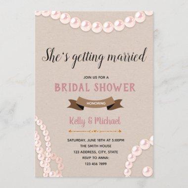 Blush and pearl bridal shower theme Invitations