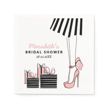 Blush Black Glam Chic Bridal Shower Napkins