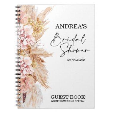 Blush Floral Boho Bridal Shower Guest Notebook