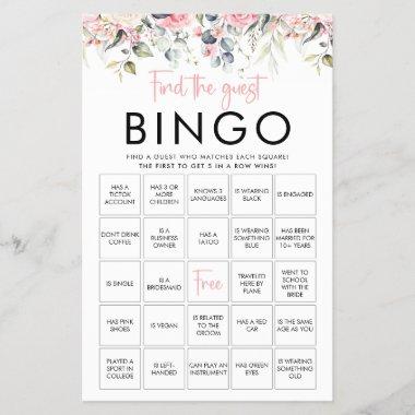 Blush Floral | Find The Guest Bingo Game Invitations