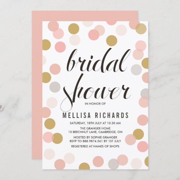 Blush & Gold Polka Dots Bridal Shower Invitations