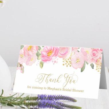 Blush Pink and Gold Calligraphy Floral Thank You Place Invitations