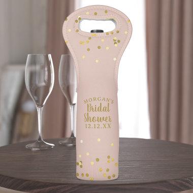 Blush Pink and Gold Confetti Bridal Shower Wine Bag