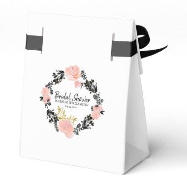 Blush Pink, Black and Gold Floral Bridal Shower Favor Boxes