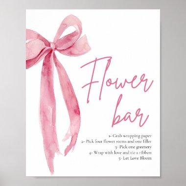 Blush Pink Bow Bridal Shower Flower Bar Sign