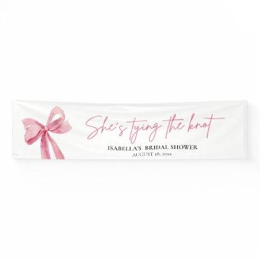 Blush Pink Bow She's Tying the Knot Bridal Shower Banner