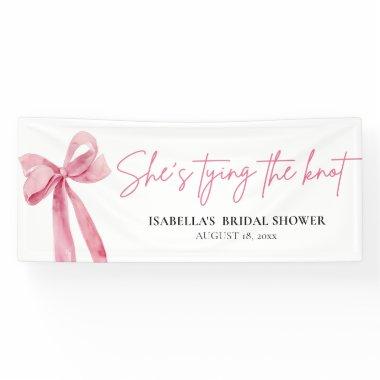 Blush Pink Bow She's Tying the Knot Bridal Shower Banner