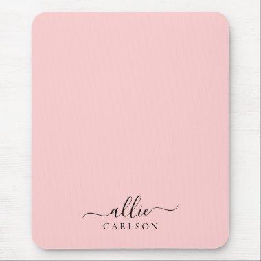 Blush Pink Dusty Pink Modern Minimalist Name Mouse Pad
