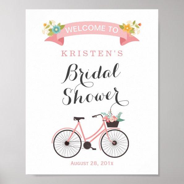 Blush Pink Floral Bicycle Bridal Shower Sign