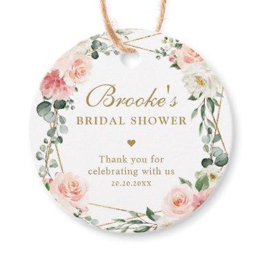 Blush Pink Floral Gold Bridal Shower Thank you Fa Favor Tags