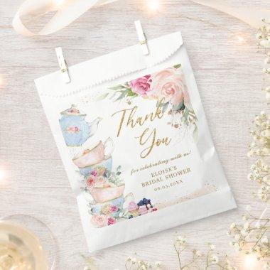 Blush Pink Floral High Tea Party Bridal Shower Favor Bag
