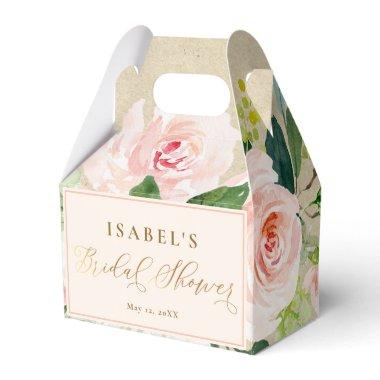 Blush Pink Floral Watercolor & Kraft Bridal Shower Favor Boxes