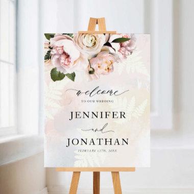 Blush Pink Floral Wedding Welcome Sign