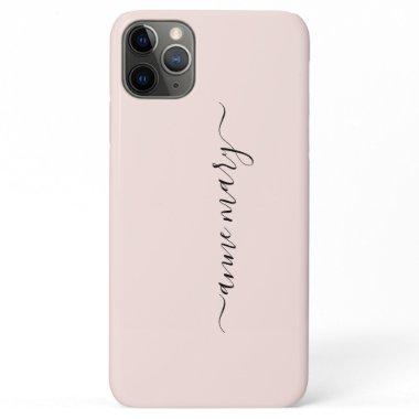 Blush Pink Girly Custom Name Monogram Gift Favor iPhone 11 Pro Max Case