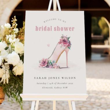 Blush Pink High Heels Floral Bridal Shower Welcome Foam Board