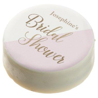 Blush Pink Personalized Gold Script Bridal Shower Chocolate Covered Oreo