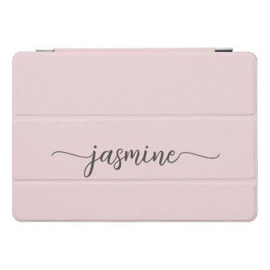 Blush Pink Personalized Monogram Name Script iPad Pro Cover