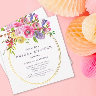 Blush Pink Purple Yellow Floral Bridal Shower Invitations